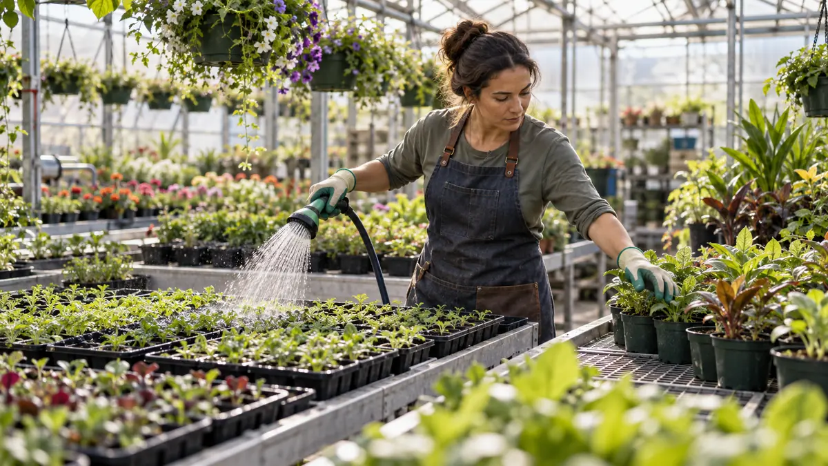 Ayudante de vivero: riego, plantas y atención al cliente