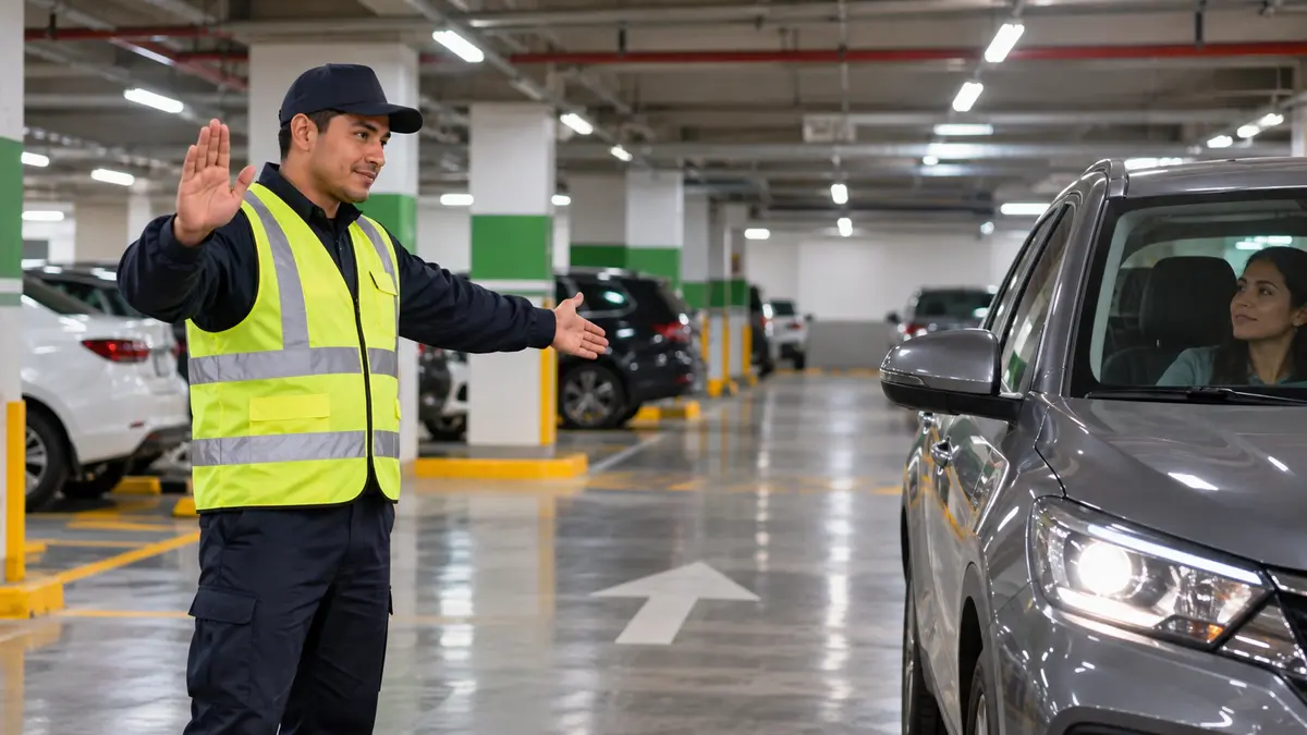 Operador de control de tráfico en parking: atención al público y circulación