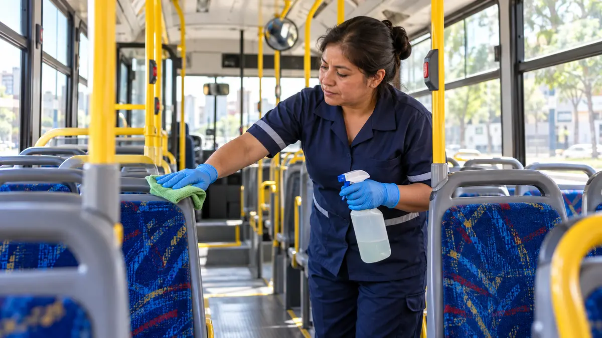 Limpiador de buses: tareas, horarios y seguridad
